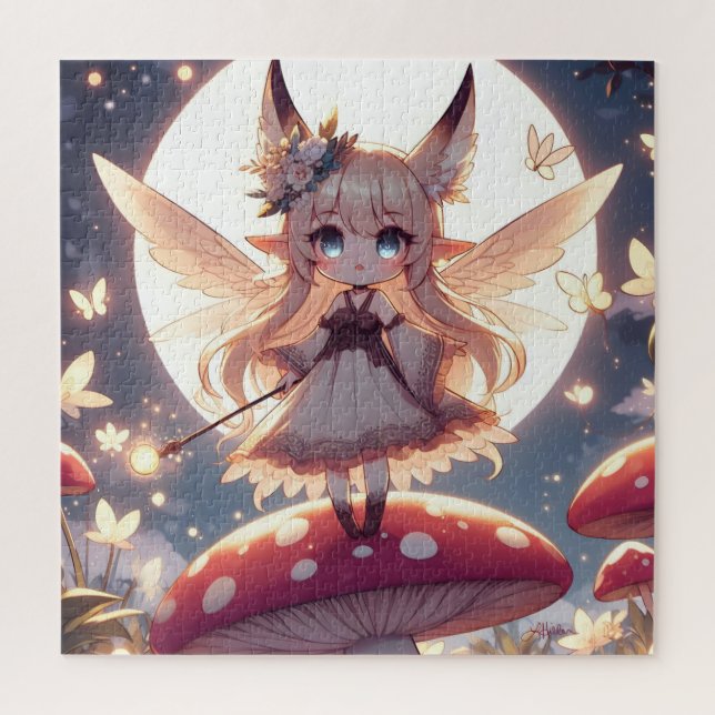 Quebra-cabeça Garota Anime Pixie Hippie Lua Fada (Vertical)