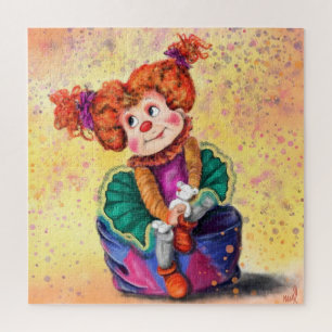 Quebra-cabeça Garota Bonita de Palhaço - Circo Feliz - Desenhan
