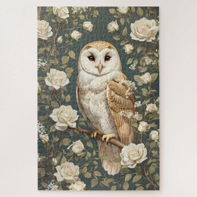 Quebra-cabeça Garota Branca E Rosas Brancas William Morris Inspi (Vertical)