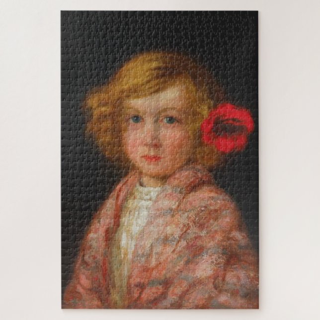 Quebra-cabeça Garota com Flor Vermelho no Cabelo (Vertical)