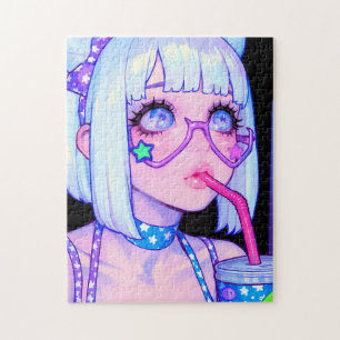 Quebra-cabeça Garota da Internet Pastel com Óculos de Estrela