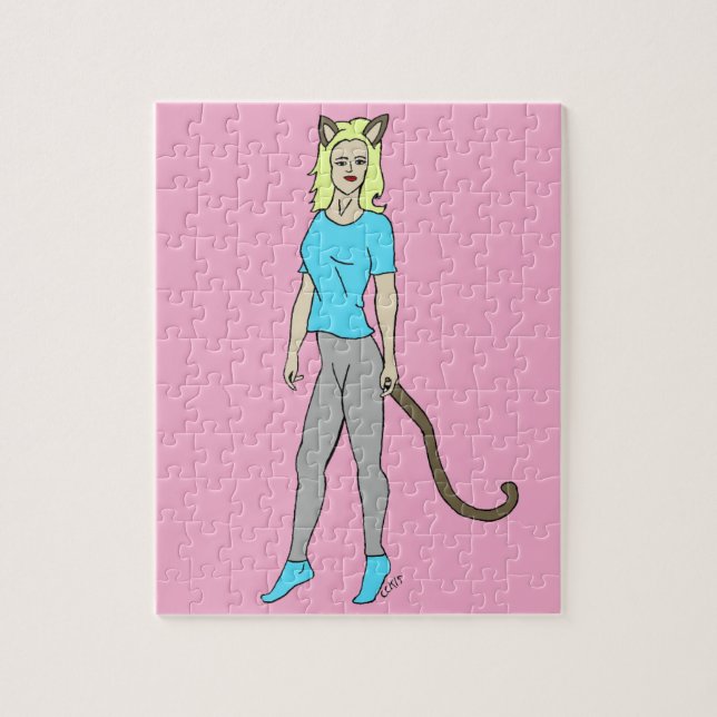 Quebra-cabeça garota-gato (Vertical)