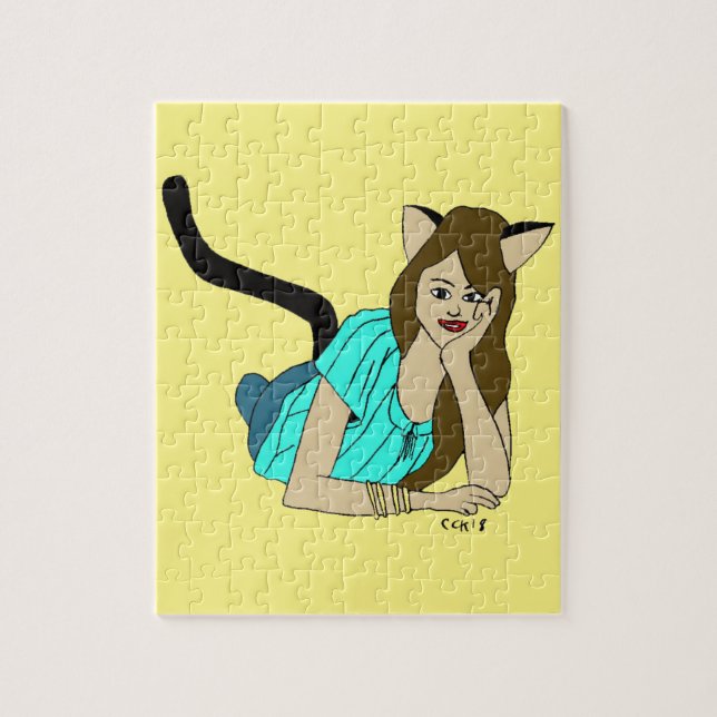 Quebra-cabeça garota-gato  (Vertical)