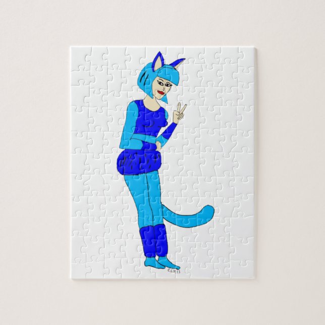 Quebra-cabeça garota-gato (Vertical)