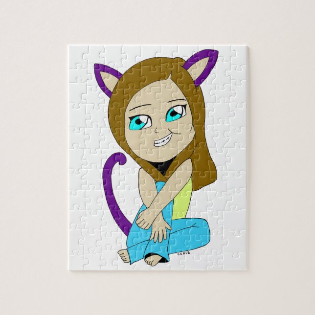 Quebra-cabeça garota-gato chibi (Vertical)
