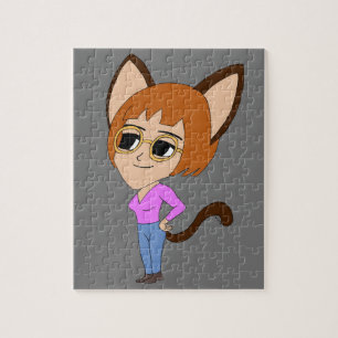 Quebra-cabeça garota-gato chibi