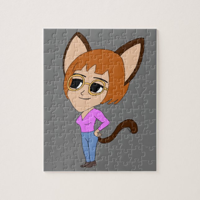 Quebra-cabeça garota-gato chibi (Vertical)