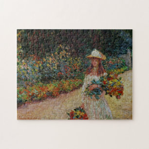 Quebra-cabeça Garota jovem no jardim em Giverny Monet Fine Art