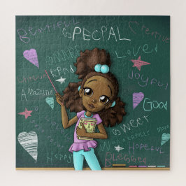 Quebra-cabeça Garota Marrom e Palavras Positivas