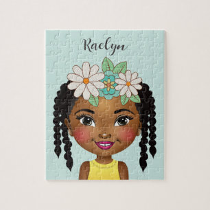 Quebra-cabeça Garota Negra Com Flores Personalizadas Quebra-cabe