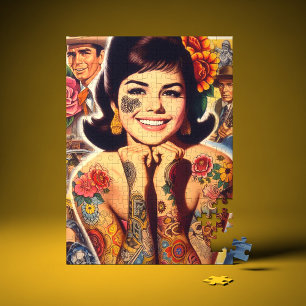 Quebra-cabeça Garota Tatuada ao Estilo Antigo