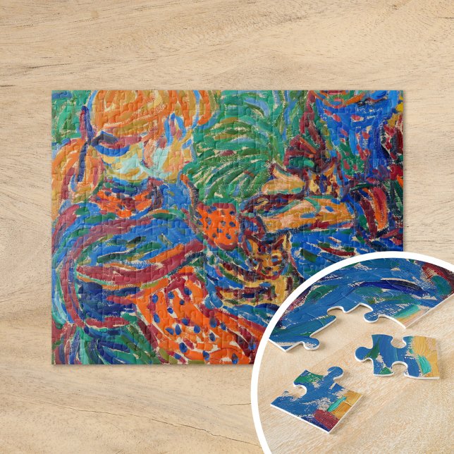 Quebra-cabeça Garotas Brincando com Gatos | Ernst Ludwig Kirchne (Criador carregado)