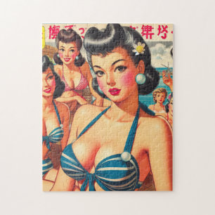Quebra-cabeça Garotas da Praia Oriental Retro