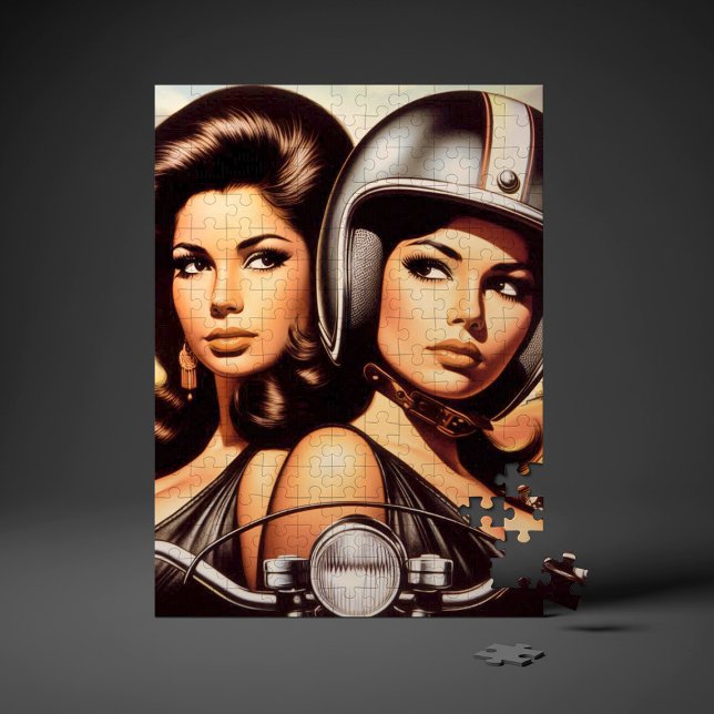 Quebra-cabeça Garotas Motociclistas Retrô (Criador carregado)