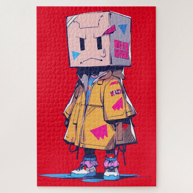 Quebra-cabeça Garoto Bonito com Chapéu de Banho de Papel (Vertical)