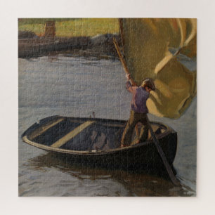 Quebra-cabeça Garoto em veleiro no rio (por Magnus Enckell)