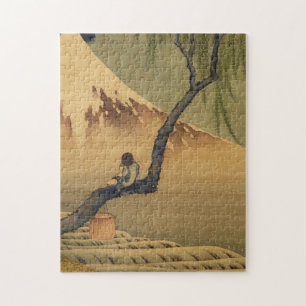 Quebra-cabeça Garoto Katsushika Hokusai Vivendo o Monte Fuji