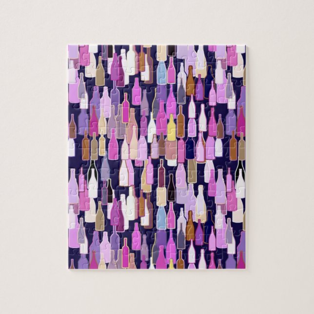 Quebra-cabeça Garrafas de vinho, multi cor, fundo azul escuro (Vertical)