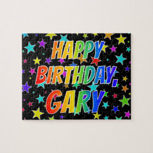 Quebra-cabeça "GARY" Primeiro Nome, Diversão "FELIZ ANIVERSÁRI
