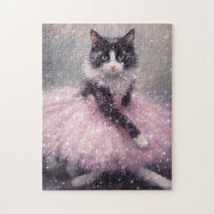 Quebra-cabeça Gata Bailarina Espelhada em Tutu Rosa
