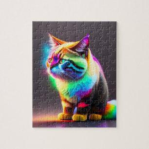 Quebra-cabeça Gatinho Com Luzes Neon, Gato