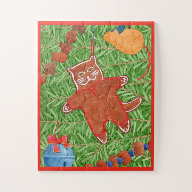 Quebra-cabeça GATINHO DE BISCOITO DE NATAL 11x14 Puzzle de Peças (Vertical)