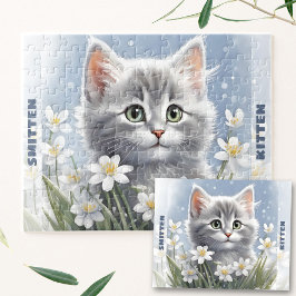Quebra-cabeça Gatinho Gato Gato de inverno Primavera Floral Nome