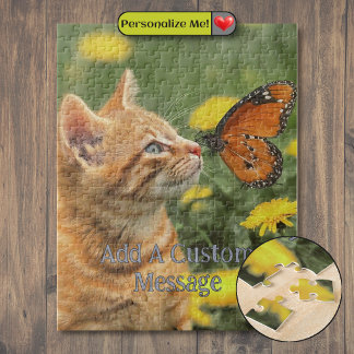 Quebra-cabeça Gatinho Laranja Borboleta Laranja