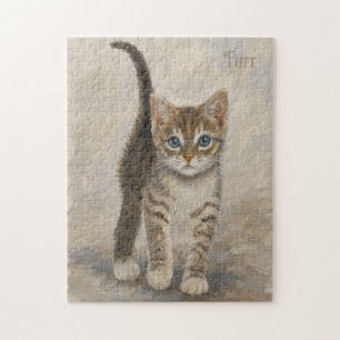 Quebra-cabeça Gatinho Listrado Com Fundo