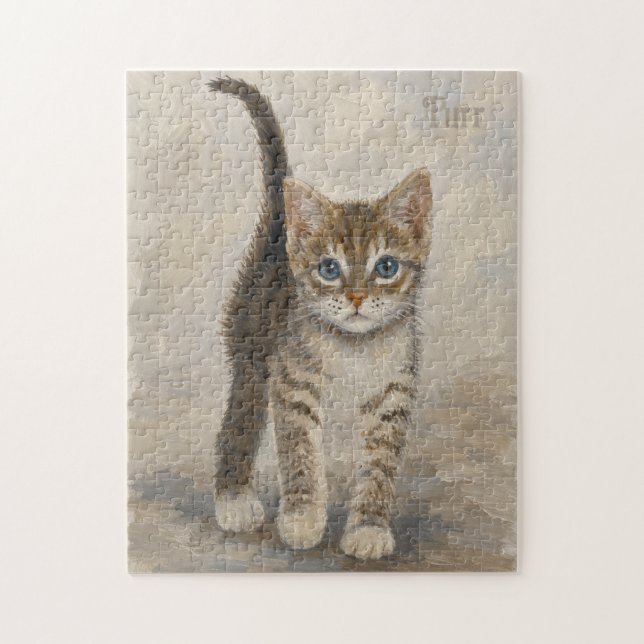 Quebra-cabeça Gatinho Listrado Com Fundo (Vertical)