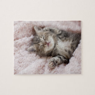 Quebra-cabeça Gatinho que dorme na toalha