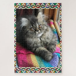 Quebra-cabeça Gatinho Quilter Tabletop desafiando o Quebra-cabeç