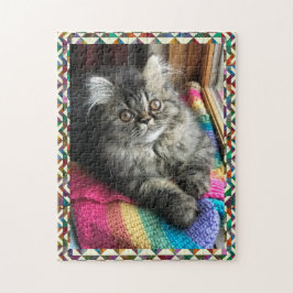Quebra-cabeça Gatinho Quilter Tabletop desafiando o Quebra-cabeç