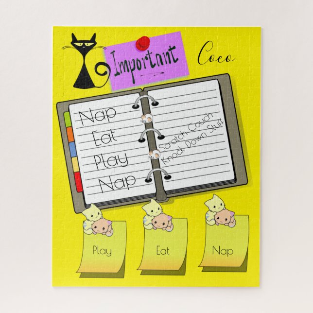 Quebra-cabeça Gatinhos Felinos Comem Nap Notas (Vertical)