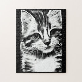 Quebra-cabeça Gato a olhar em vozes de gatinho preto e branco