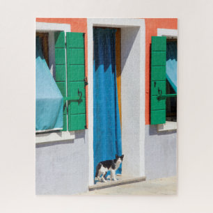 Quebra-cabeça Gato À Porta Em Burano, Itália