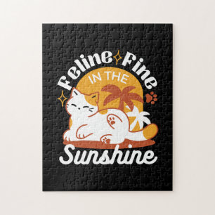 Quebra-cabeça Gato Adorável Relaxando no Sol - Pet de Verão