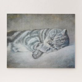 Quebra-cabeça Gato adormecido - Pintura a óleo por Lukian