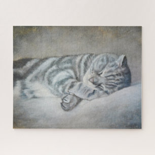 Quebra-cabeça Gato adormecido - Pintura a óleo por Lukian