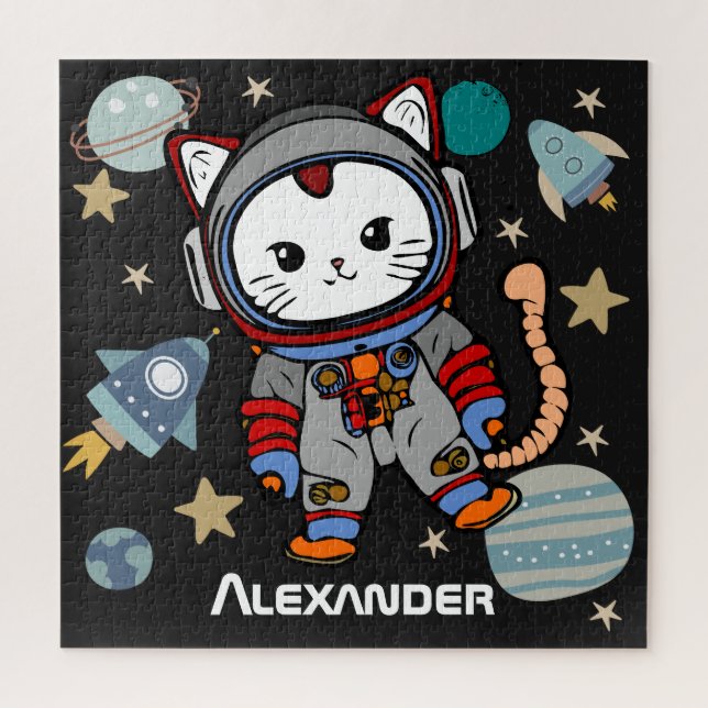 Quebra-cabeça Gato astronauta bonito no espaço (Vertical)