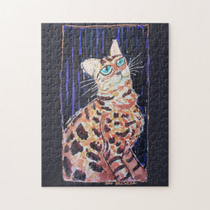 Quebra-cabeça Gato Bengala Neon Noir