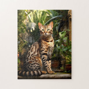 Quebra-cabeça Gato Bengala no Jardim