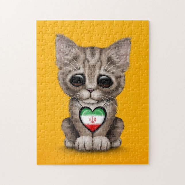 Quebra-cabeça Gato bonito do gatinho com o coração iraniano da (Vertical)