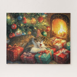 Quebra-cabeça Gato bonito dormindo debaixo de uma árvore de Nata