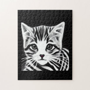 Quebra-cabeça Gato bonito, preto listrado