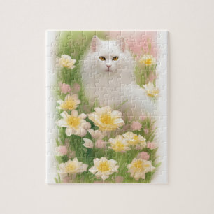 Quebra-cabeça Gato Branco de Cabelo Longo
