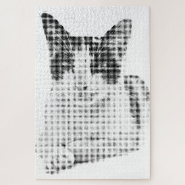 Quebra-cabeça Gato Calico Retro Meia-tom (Vertical)