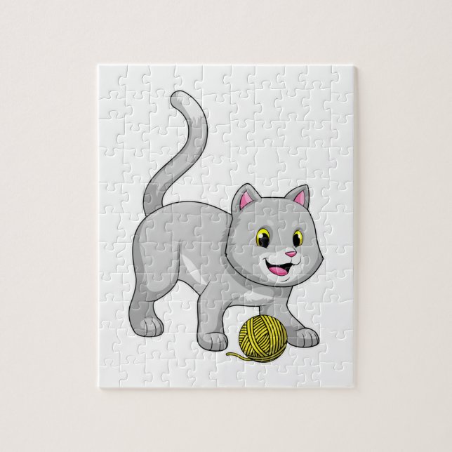 Quebra-cabeça Gato com bola de fio de lã (Vertical)