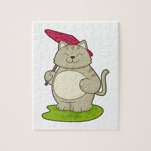 Quebra-cabeça Gato com guarda-chuva (Vertical)