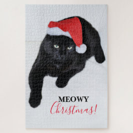 Quebra-cabeça Gato com o chapéu vermelho do papai noel